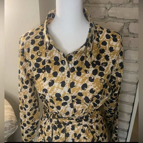Tulip Shira Button Front Shirt Dress, Yellow & Blue Sz Med, Leopard Print - Picture 3 of 16